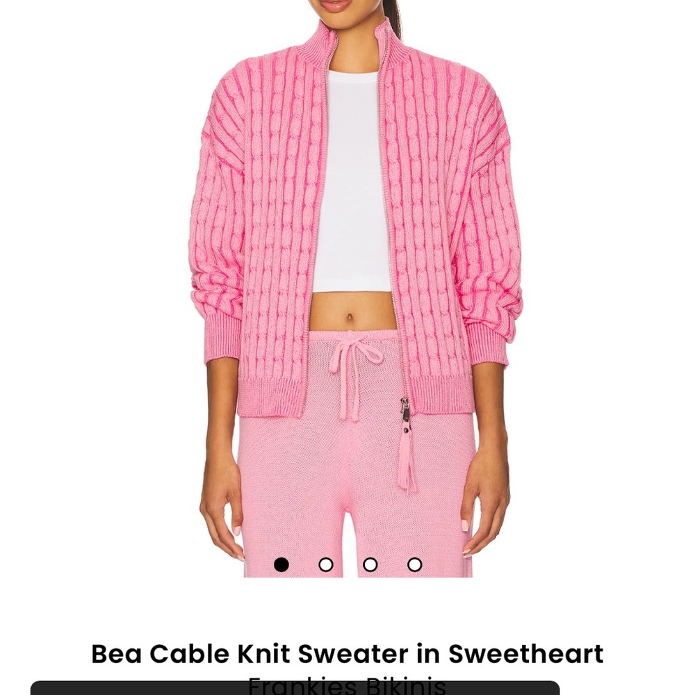 Frankie's Bikinis Sweetheart Pink Cable Knit Cardigan